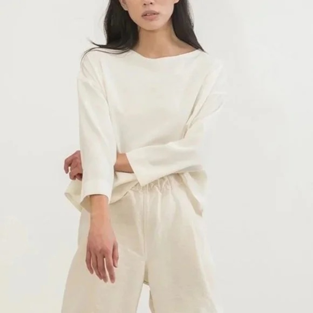 Elizabeth Suzann the Parabola top in cream silk crepe